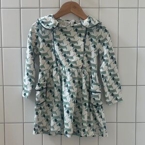 EUC wiener dog Peter Pan collar 100% Organic Cotton dress